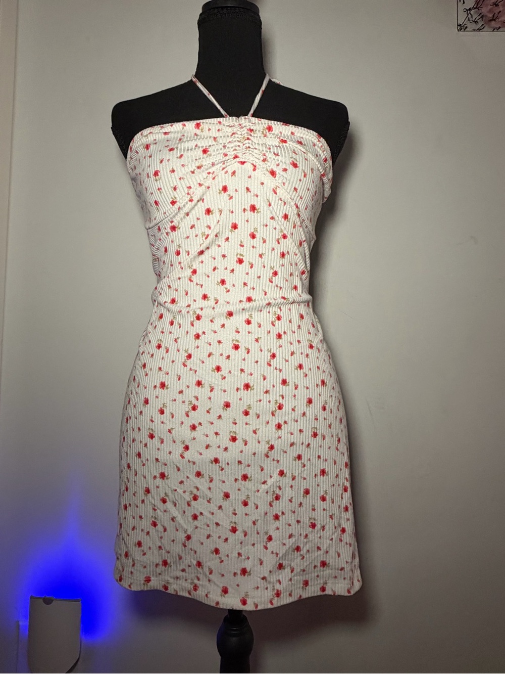 Forever 21 White Strapless Dress with Pink Floral Print
